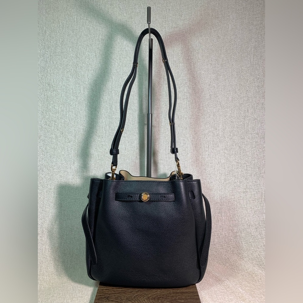 NEW Tory Burch Romy Black Bucket Bag/Satchel/Shoulder/Crossbody/Drawstring Tote - Picture 8 of 13